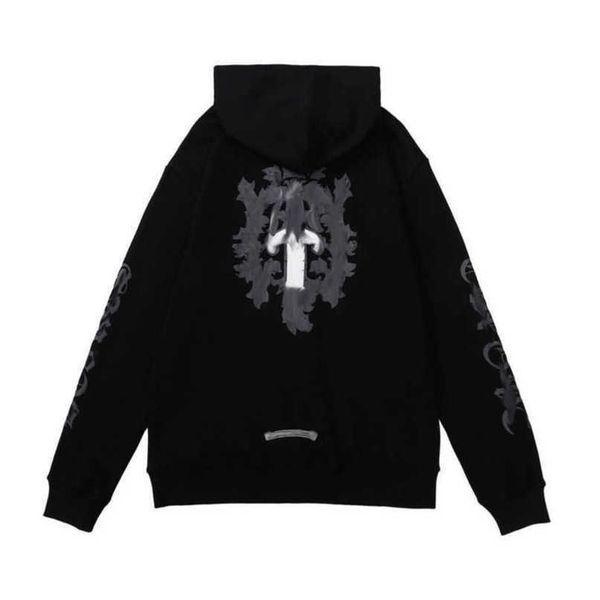 

classics men's luxury jackets hoodies brand ch sweatshirts designers zipper hooded sweater men women casual pullover sanskrit horseshoe, Black