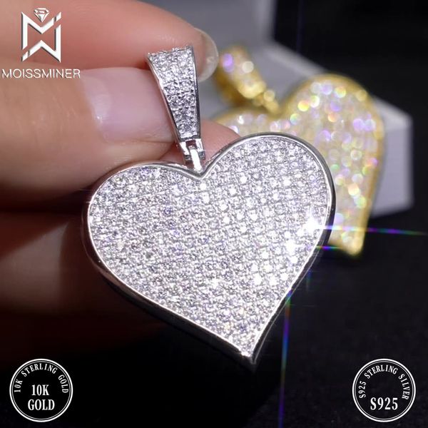 

pendant necklaces hearts pendant necklace for men s925 silver real diamond iced out necklaces women jewelry pass tester with gra 230728