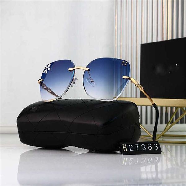 

56% off wholesale of sunglasses frameless large frame women's sunglasses xiaoxiang new glasses, White;black