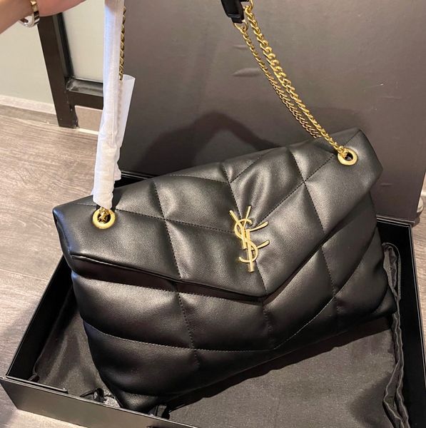 

ladies luxurys designer loulou shoulder bags purses crossbody bags full black chain flap puffy y leather purse handbags wallet designers tot