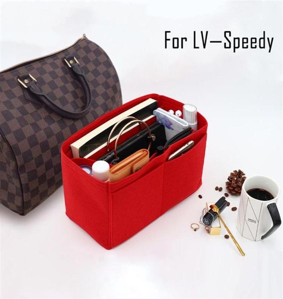 

for speedy 25 30 35 felt insert bag women insert organizer handbag organizer with pockets for cosmetics makeup bag organizers cy203738024