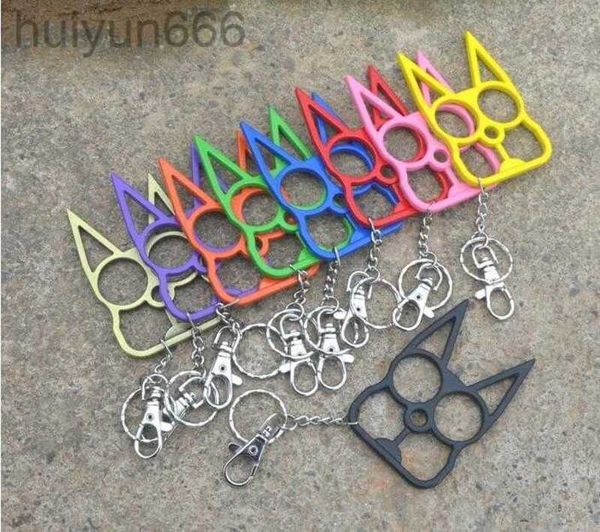 

cat mini self-defense keychains men tool outdoor window breaker two-finger cat eye rabbit ear pendant bag charms key rings chains for women, Silver