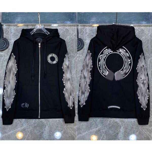

men's fashion luxury jackets hoodies brandch sweatshirts designers zipper hooded sweater men women casual pullover sanskrit horseshoe h, Black;brown