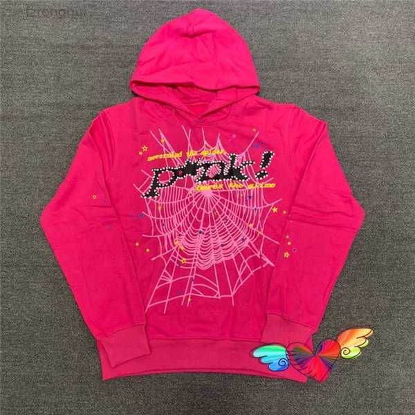 

2023 young thug pink sp5der 555555 hoodie pink hoodie men women foam print spider web graphic 555555 sweatshirts pullovers 4 c8vf, Black