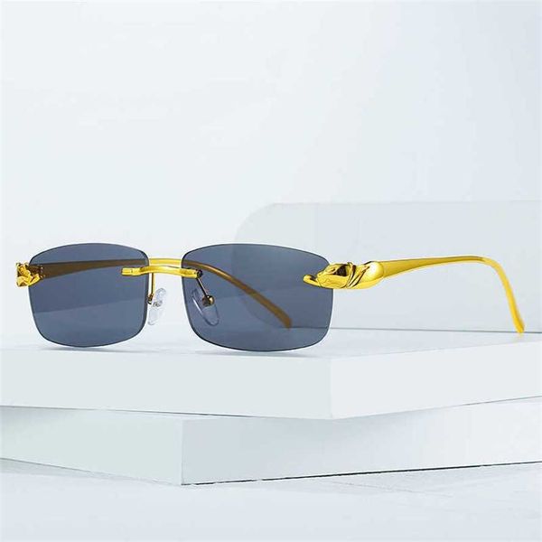 

50% off wholesale of sunglasses new cheetah head men colorful frameless glasses trend box sunglasses for women, White;black