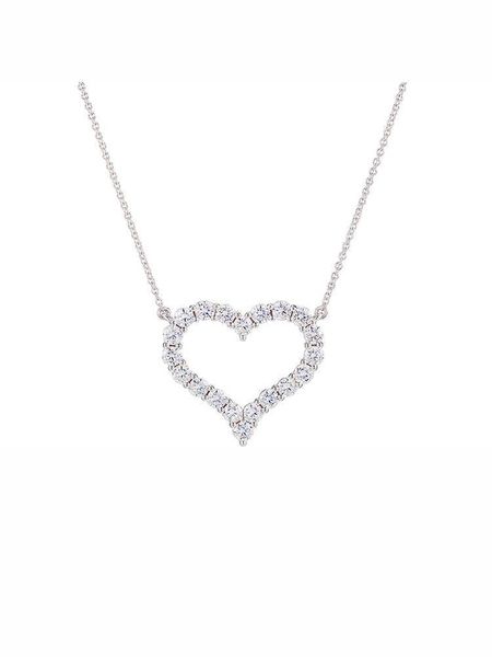 

designer s925 sterling silver heart shaped necklace tiffay net red diamond 18k moissanite collar chain girl gift original logo