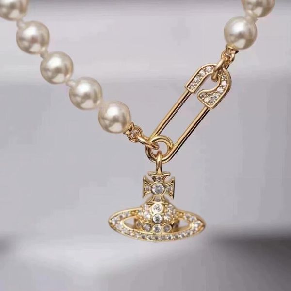 

pendant necklaces designer letter vivian chokers luxury women fashion jewelry metal pearl necklace cjeweler westwood yuiy motion current a00, Silver