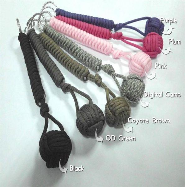 

550 paracord self defense monkey fist keychain ball metal core lanyard253b9566377, Slivery;golden