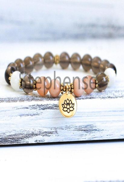 

mg0699 a grade sunstone smoky quartz bracelet natural 8 mm gemstone energy bracelet womens chakra yoga mala bracelet9855249, Black