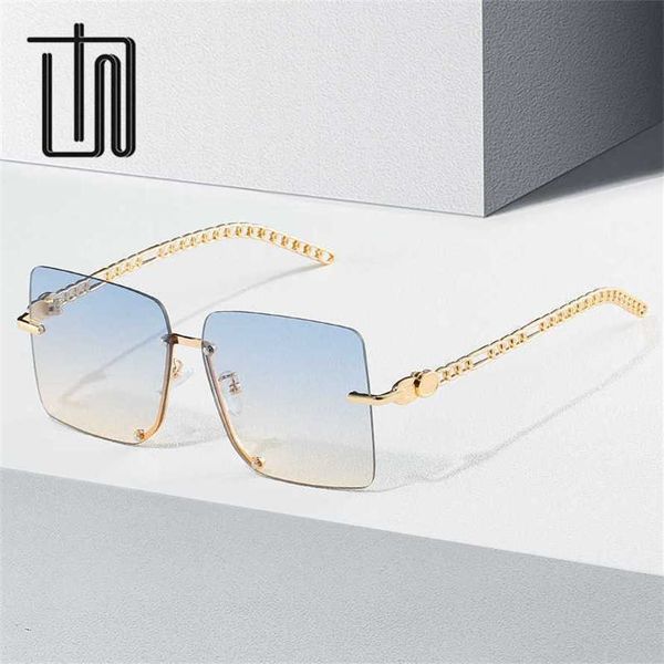 

56% off wholesale of new square glasses 9220 meters long chain sunglasses fashion rimless sunglasses for women, White;black