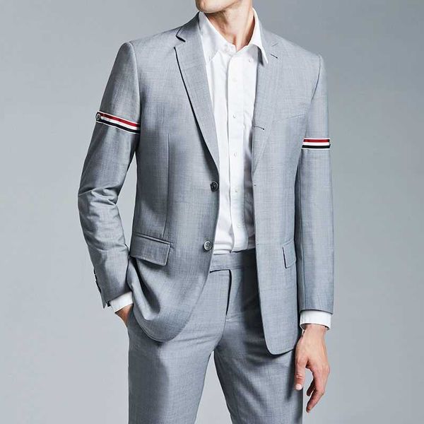 

pure wool suit trend business leisure slim fit groom wedding material men's 9/4 sleeves handsome single, Black;brown