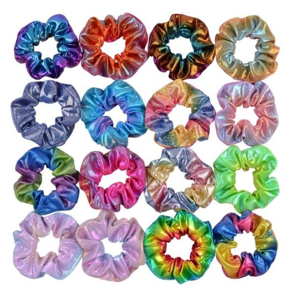 

childrens fashion hair accessories women elegant solid elastic hair bands ponytail holder scrunchies tie cute rainbow hairbands5798926, Slivery;white
