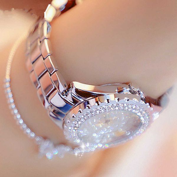 

ring accessories diamond luxury designer necklace flowers clover bangle women new alloy band wristwatch gift set girls quartz watches 2022, Silver