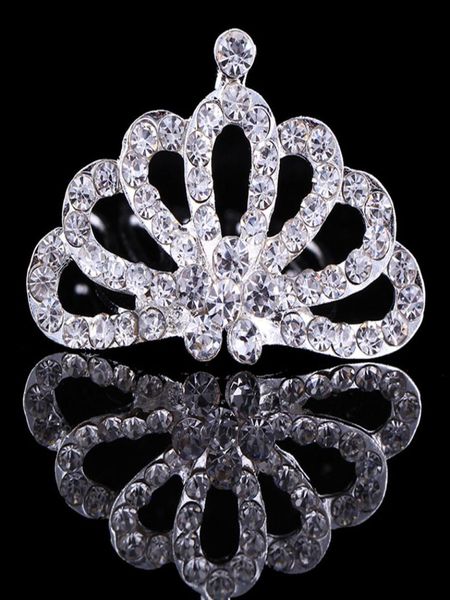 

2021 shiny rhinestone hair clip small girls diadem crown tiara children head jewelry accessories for ornaments baby hairpin6401520, Golden;white