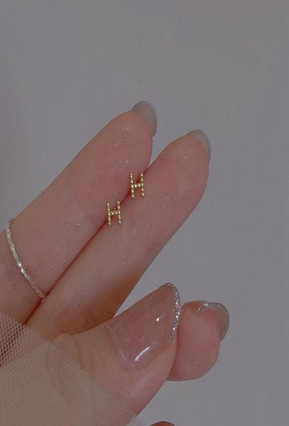 

women letter h ear studs mini 925 sterling silver needle earrings5139923