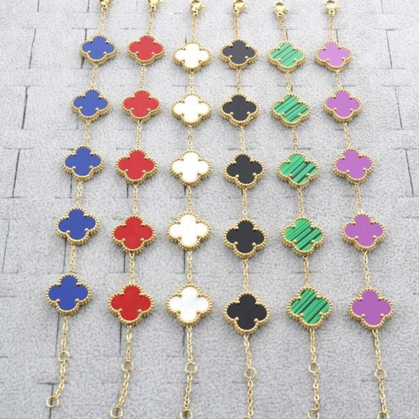 

small crowd light luxury lucky four-leaf clover titanium steel colorfast bracelet net red lady 18k, Black