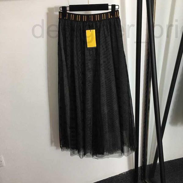 

basic & casual dresses designer ladies mesh fashion letters embroidery skirts high waist elegant charm dress luxury weave skirt k3oa, Black;gray