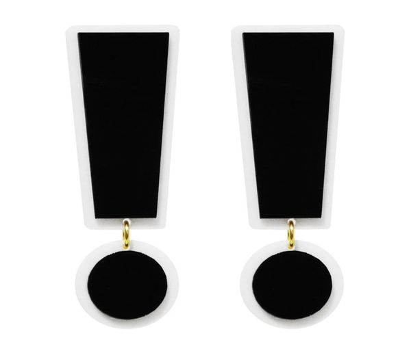 

fashion super large black white acrylic symbol exclamation point dangle earring for womens trendy jewelry hyperbole accessories6215017, Silver