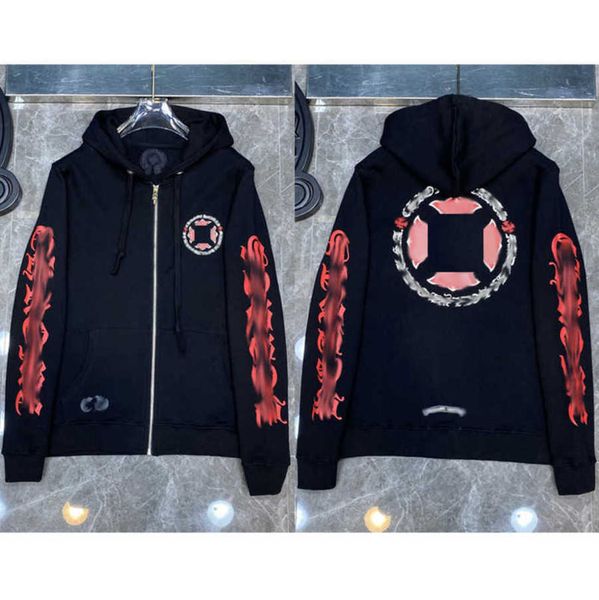 

luxury fashion men's jackets hoodies brand ch sweatshirts designers zipper hooded sweater men women casual pullover sanskrit horseshoe, Black
