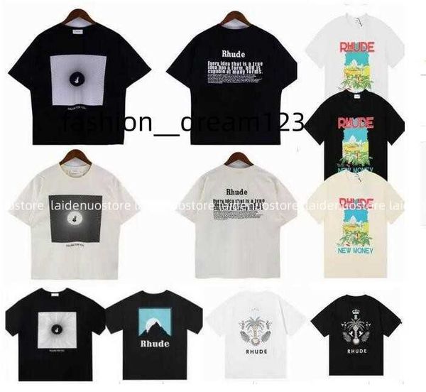 

2023 designer shirts summer mens t-shirts womens rhudes designers for men letter polos embroidery tshirts clothing short sleeved tshirt lar, White;black