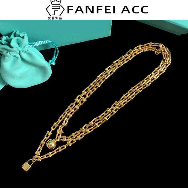 

high version fanfei gu ailing same style horseshoe chain necklace tiffay fashion lock ball sweater coarse collar, Silver