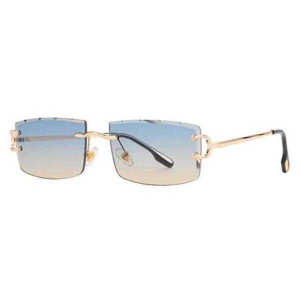

56% off sunglasses 2023 new new polygon frameless cutting edge fashion net red same personalized curved leg women's face is smallkajia, White;black