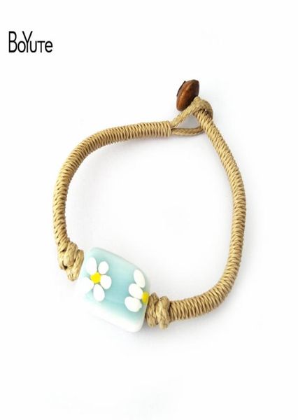 

boyute 5pcs handknitted rope chain bracelet ceramic bead charm bracelets for women fashion christmas gift jewelry2170192, Golden;silver