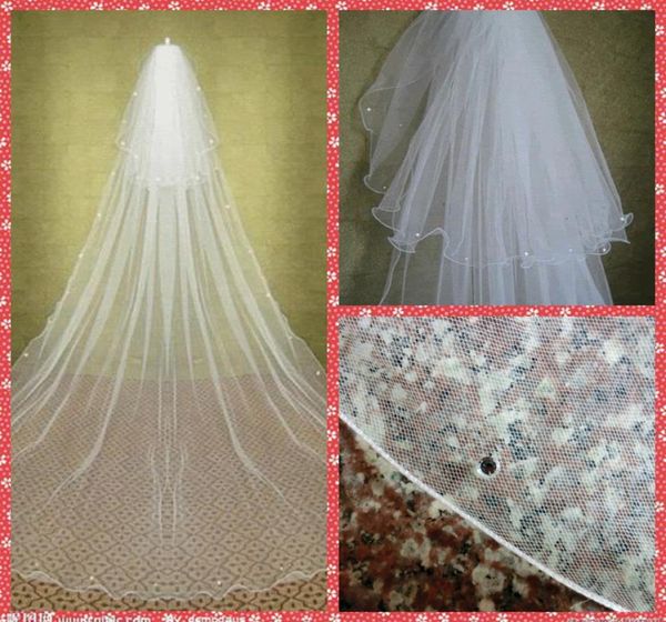 

elegant two tiers layer beaded crystal wedding veils cathedral vintage bridal veils 2015 bridal hair accessories with comb rhinest3915127, Black