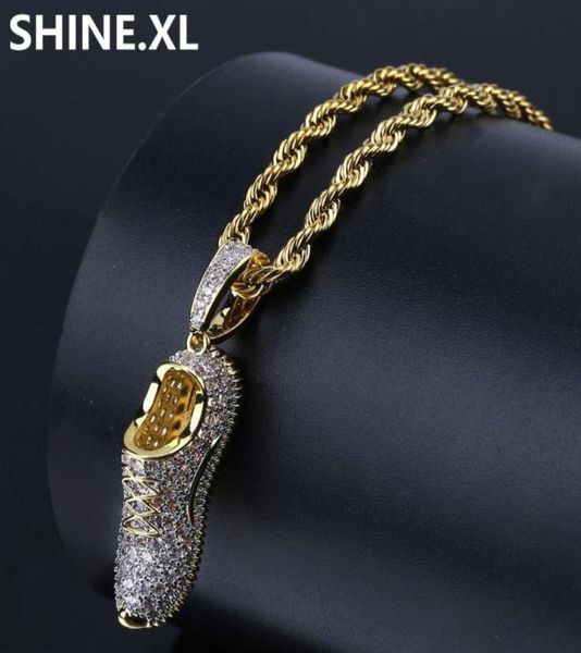 

hip hop new fashion 24inch iced out zircon stone shoe pendant necklace with 24 inch stainless steel rope chain80312975394774, Silver
