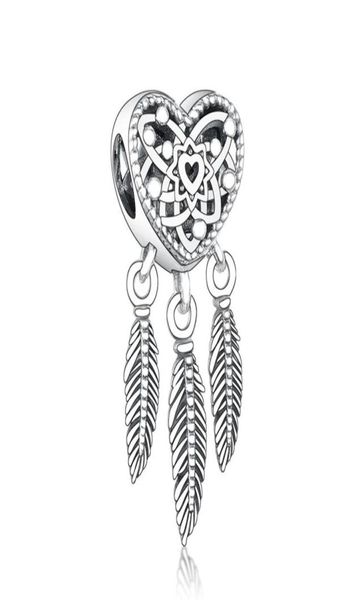 

fit original charm bracelet authentic 100% 925 sterling silver dream catcher feather bead for making women berloque 2021324d5267258, Black