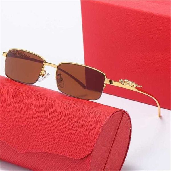

50% off sunglasses 2023 new leopard head half frame men's trend small box women's fashion glasseskajia new, White;black