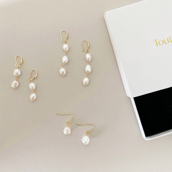 

s925 sweet white round natural fresh water pearl earrings earrings earrings earhook temperament small fresh temperament, Silver