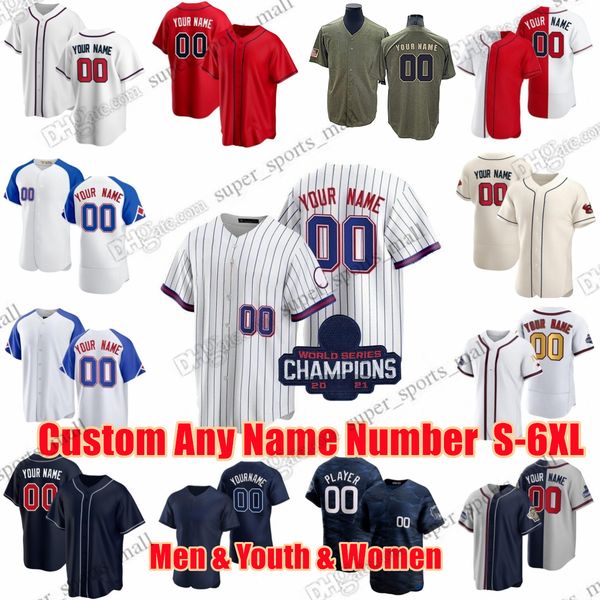 

s-6xl ronald acuna jr. baseball jersey matt olson jesse chavez bryce elder 18 vaughn grissom michael harris ii dylan lee lucas luetge custom, Blue;black