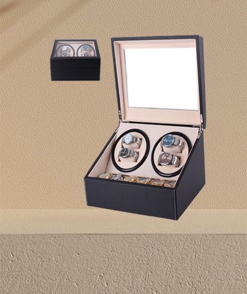 

automatic mechanical watch winders black pu leather storage box collection watch display jewelry us plug winder box4040986