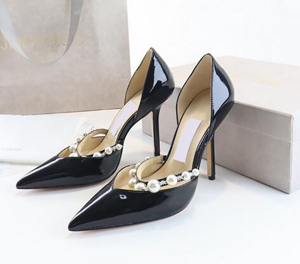 

designer formal shoes sandals rhinestone heels lace-up 100% leather high heeled 6.5cm8.5cm 10cm wedding dress shoe party eur35-41, Black