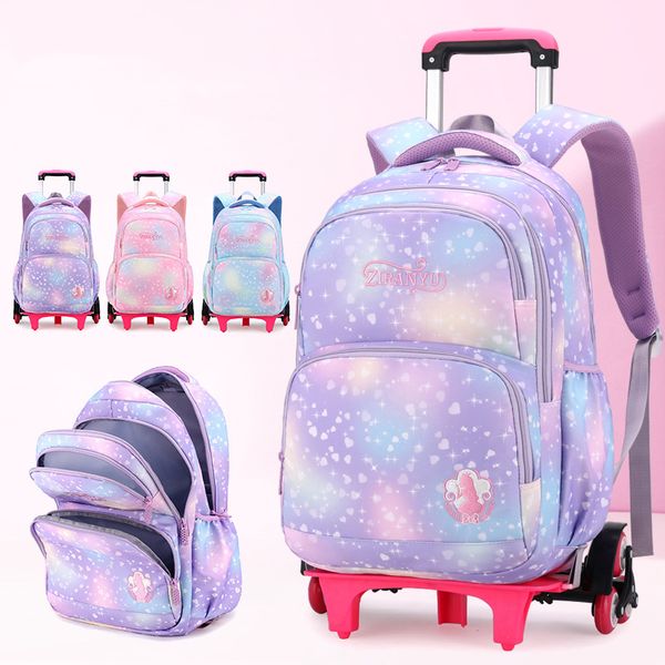 

backpacks children school bag set with wheels students backpack for girls trolley bag cute schoolbag rolling wheeled backpack 230729