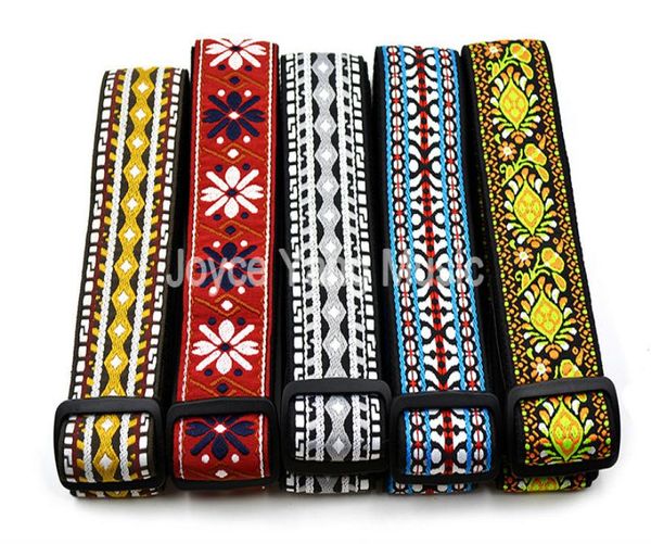 

niko vintage flowers stripes acoustic electric guitar strap woven embroidery fabrics leather ends strap 5584438