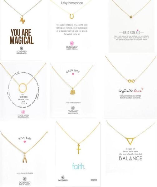 

9 styles with white card gold dogeared necklace elephant pearl love wings unicorn key pendant gold necklace for women fashion jewe4221041, Silver