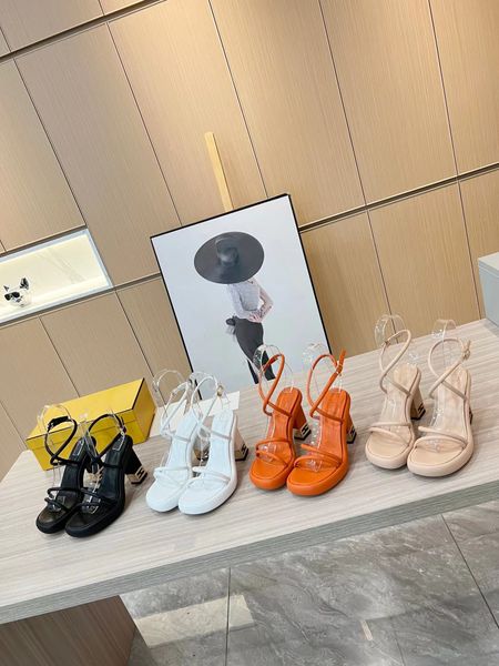 

sandal designer shoes slipper new summer fashion women's high heels 9cmcalf leather women's shoes dance shoes work shoes fashion v, Black