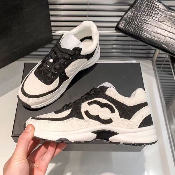 

designer shoes sports shoes women retro casual shoes suede leather stitching multi-color and versatile sports shoes thick soles increased la, Black