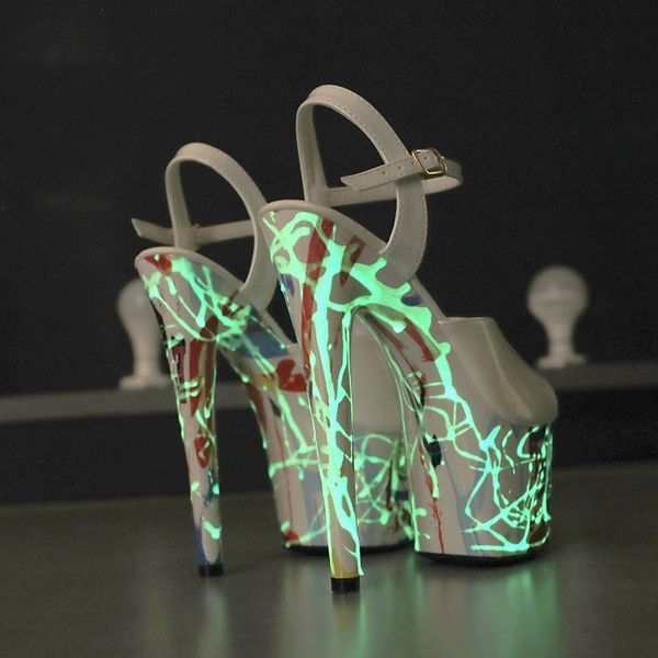 

dress shoes patent leather stiletto high heel platform sandals super pumps fluorescence punk pole dancing shoe women45 230729, Black