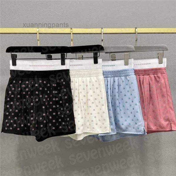 

full rhinestone letter shorts pants webbing elastic waist summer nggy, White;black
