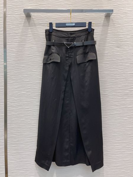 

new fashion small bag high waist belt black pencil skirts with belt womens all-matched big bottom loose long skirt