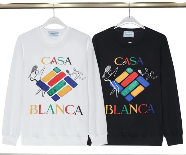 

new casablanc sweater fantasy gate letter logo print personalized round neck thin sweater men size m-xxl, Black
