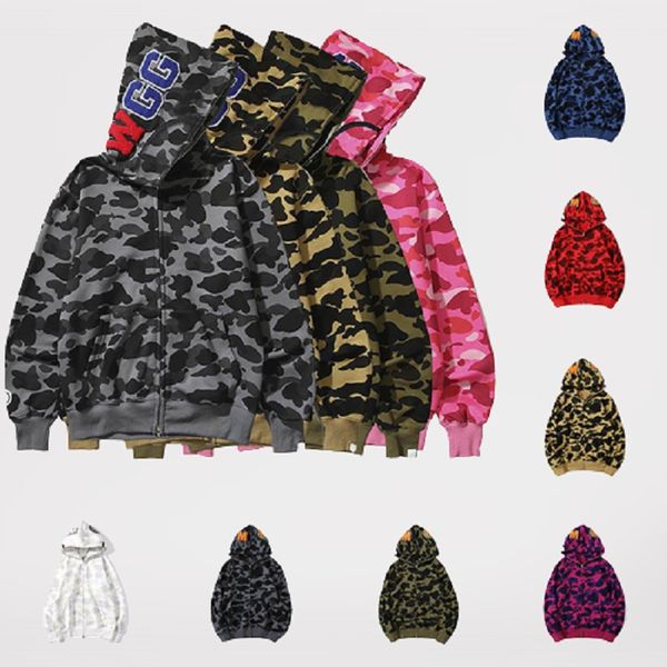 

designer hoodie shark hoodie black camouflage jacket blue hoody hooded women men fashion zip up hoodie sweatshirt man womens sweater long sl