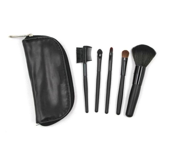 

5pcs makeup brush with bag mini travel black wood handle coloris beauty tools3244257