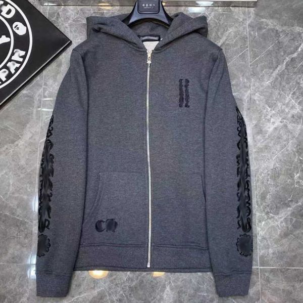 

luxury fashion men's sweatshirts jackets brandch hoodies zipper hooded men women designers sanskrit horseshoe cross pullover sweater ho, Black