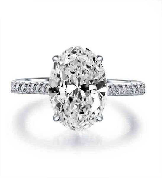 

925 sterling silver wedding ring finger luxury oval cut 3ct simulated diamond rings for women engagement jewelry anel8246683, Golden;silver