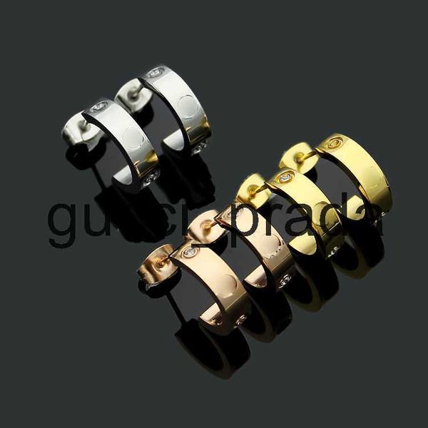

titanium steel 18k rose stud gold love earrings for woman exquisite simple fashion c diamond ring lady earrings jewelry gift, Golden;silver