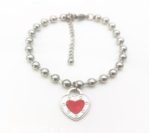 

15mm heart bracelets women hollow beads chain on hand stainless steel couple fashion blue pink bracelet valentines day gifts for g3936989, Black